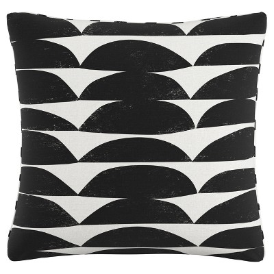 Black/White Halfmoon Throw Pillow (20"x20") - Skyline Furniture: Geometric Linen & Cotton, Indoor Use, Zipper Closure