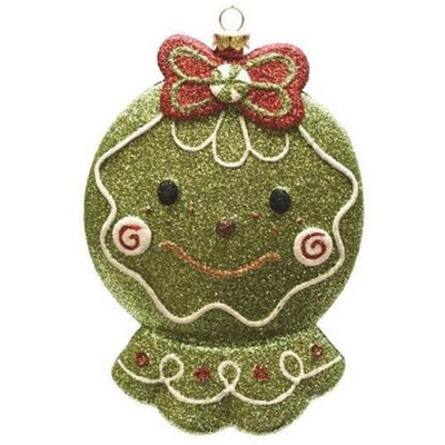 Northlight 5.5" Green and Red Glittered Shatterproof Gingerbread Head Christmas Ornament