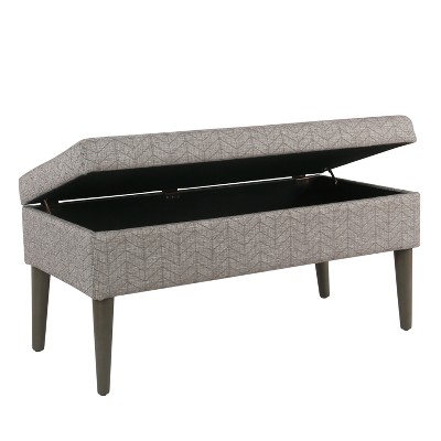 Mid-Century Textured Gray Multipurpose Storage Bench
