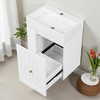 Mshliw 20" Wall-Mounted Bathroom Vanity with Ceramic Sink, Drawer & Side Shelf, Golden Handle, Space-Saving Modern Floating Cabinet - 4 of 4