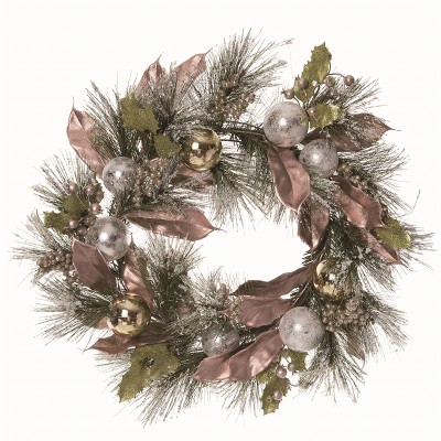 Transpac Artificial Multicolor Christmas Glam Wreath