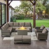 POCASSY 8 Piece Outdoor Sectional Patio Furniture Set, All Weather Gray Wicker Outdoor Furniture Set with Swivel Chair and 41" Propane Fire Pit - 2 of 4