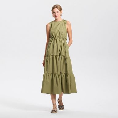 Women's Sleeveless Tiered Maxi A-Line Dress - Universal Thread Green XL :  Target