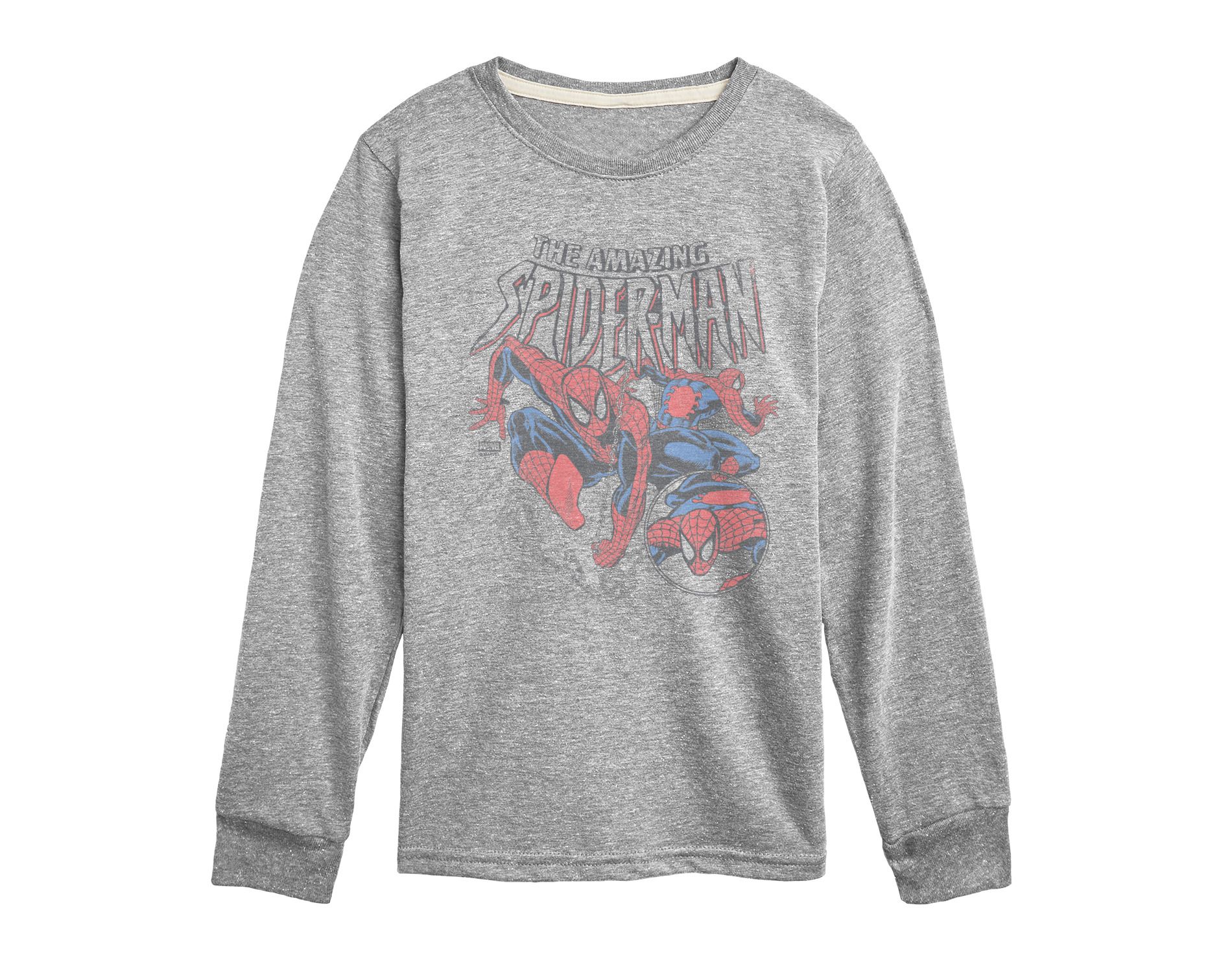 Boys' Marvel Spider-Man Web Circle Long Sleeve Graphic T-Shirt - Athletic Heather - X-Large