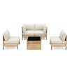 Buenhomino Boho Patio Yellow Wicker Sectional Seating Group, Outdoor Conversation Set with Cushions - 3 of 4