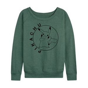 Women's - Pokémon - Pikachu Circle Lightweight French Terry Wide Neck Long Sleeve Shirt - 1 of 4