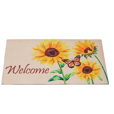 Collections Etc Sunflower Welcome Coco Skid-Resistant Door Mat Yellow