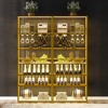 78.74"H LED Bar Cabinet, Buffet Sideboard with 6 Levels and Wine Bottle Racks, Black/Gold, 4A -ModernLuxe - 3 of 4