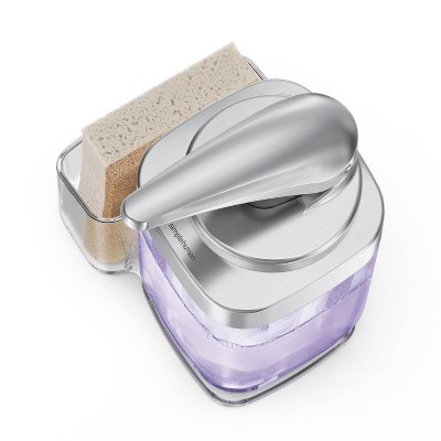 Brushed Nickel Square Push Pump Soap Dispenser with Sponge Caddy