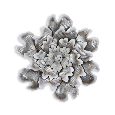 Cheung's Varinnia Galvanized Metal Peony Style Wall Decor