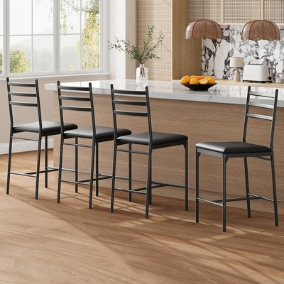 GustoWave Modern Upholstered Bar Stools Set of 2 with Metal Back, Thick Cushion, Counter Height Bar Stools with Footrest