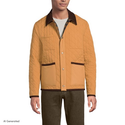 Lands' End Men's Reversible Insulated Barn Jacket - Small - Canyon Camel/Buffalo Check