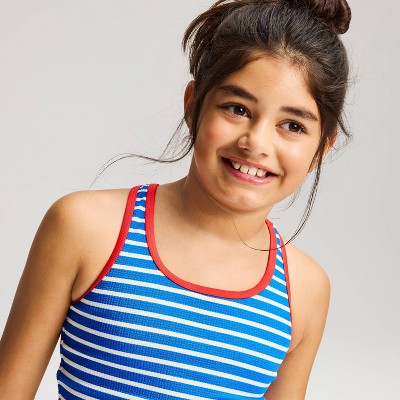 Детские купальники Cat & Jack Girls' Striped Tankini Set - Cat & Jack™ Blue M — фото 3