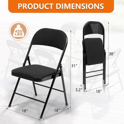 Black Iron and Plastic Folding Chairs Set of 4