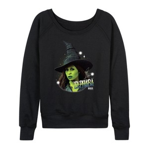 Women's - Wicked - Elphaba Witch Hat Lightweight French Terry Wide Neck Long Sleeve Graphic Shirt - 1 of 4
