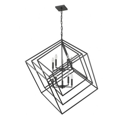 Matte Black Geometric 10-Light Chandelier