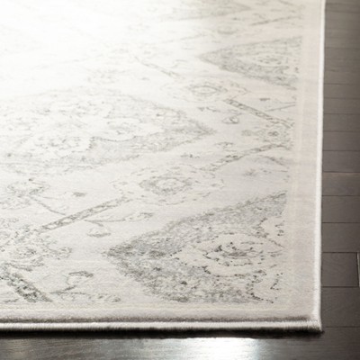 Gray Rectangular Stain-Resistant Synthetic Area Rug, 3' x 5'