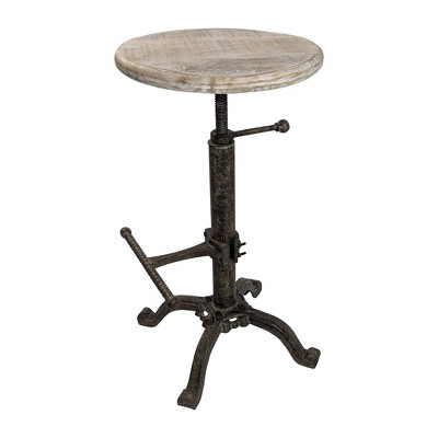 Justin Adjustable Swivel Barstool in Natural Driftwood and Aged Iron