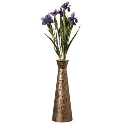 Brushed Paint Unique Straight Design Metal Decorative Floor Vase Flower Holder for Entryway, Living Room