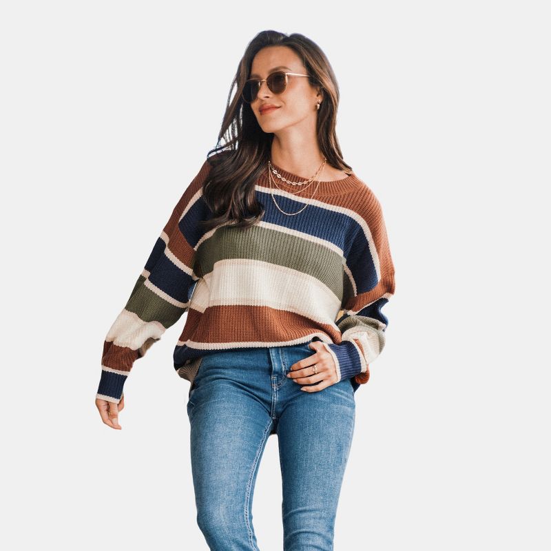 Women's Striped Drop Shoulder Sweater - Cupshe, 1 of 8