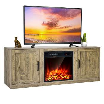 Costway 58'' Fireplace TV Stand Entertainment Console W/ 18'' Electric Fireplace