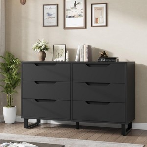 6 Drawer Dresser for Bedroom, 47.2" Wide Freestanding Vertical Drawer Cabinet, Wooden Storage Chest for Living Room, Hallway - 1 of 4