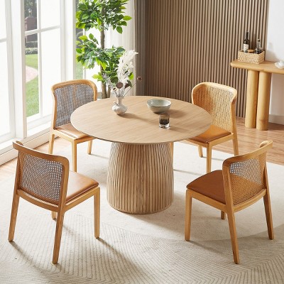 47 Inch Dining Tables Round, Dining Tables Modern For 4-6 People, Dining Tables Round Wood, Dining Tables Mid Century Modern-Cuddlewood