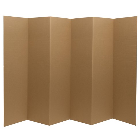 6 Cardboard Room Divider 6 Panel Brown - Oriental Furniture