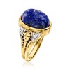 Ross-Simons Lapis King Tut Ring With 0.10 ct. t.w. White Topaz and Blue Enamel in 18kt Gold Over Sterling - 3 of 4