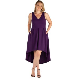 24seven Comfort Apparel High Low Plus Size Party Dress with Pockets - 1 of 4