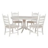 5-Piece Retro Functional Dining Table Set Wood Round Extendable Dining Table and 4 Upholstered Dining Chairs - 3 of 4