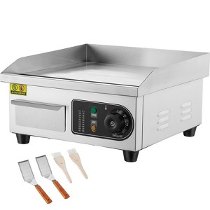 VEVOR Commercial Electric Griddle, 1700W Countertop Flat Top Grill, 122℉-572 ℉ Adjustable Temp, 14.17 x 11.81 x 0.39in Stainless Steel Griddle Grill - 1 of 4
