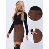 INSPIRE CHIC Women's Faux Suede High Waist Belted A-Line Mini Skirts - 2 of 4
