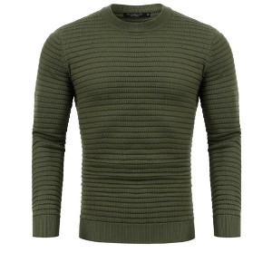Crew Neck Sweater for Mens Knitted Pullover Sweaters with Solid Stripe - 1 of 4