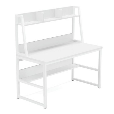 Resenkos Computer Desk, Office Desk, Study Desk,47" Computer Desk, Heavy Duty Writing Desk with Hutch & Bookshelf,White