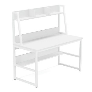 Resenkos Computer Desk, Office Desk, Study Desk,47" Computer Desk, Heavy Duty Writing Desk with Hutch & Bookshelf,White - 1 of 3
