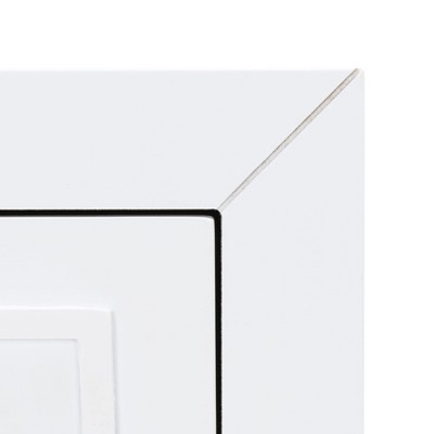 White and Silver Rubberwood 3-Drawer Nightstand with Greek Key Pattern