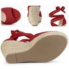 Perphy Women's Solid Color Lace Up Strappy Peep Toe Espadrilles Wedge Heels Sandals - 3 of 4