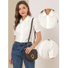 Allegra K Women's Elegant Spread Collar Puff Short Sleeve Button Front Shirt - 2 of 4