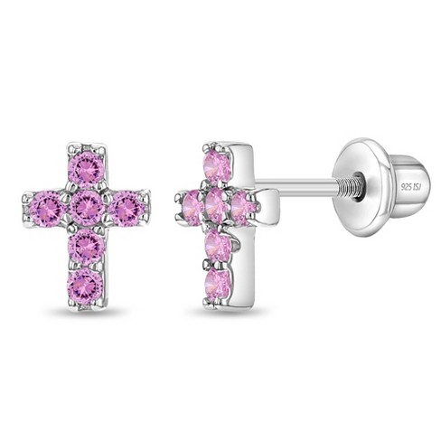 Girls' Pretty in Pink Bow Screw Back Sterling Silver Earrings - in Season Jewelry