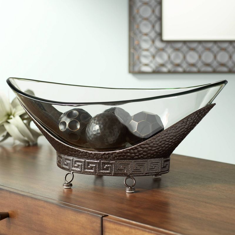 Kensington Hill Barlow 23 1/4" Wide Decorative Glass Bowl with Bronze Base, 2 of 8