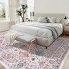 Fulvari Washable Taupe Vintage Traditional Mat Distressed Indoor Foldable Thin Rug Retro Accent Floral Non Slip Carpet - 2 of 4