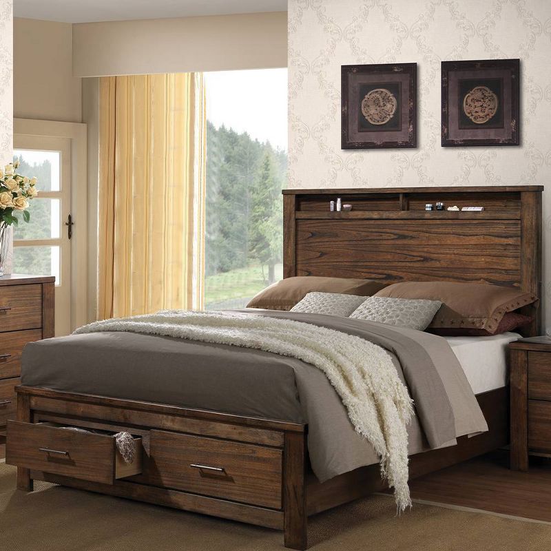 85&#34; Queen Bed Merrilee Bed Oak Finish - Acme Furniture, 1 of 7