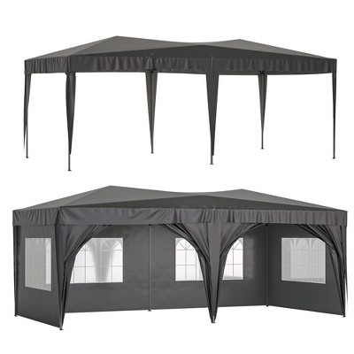 10'x20' Outdoor Pop Up Canopy,Folding Tent with 6 Removable Sidewalls Carry Bag & Weight Bags,Outdoor Heavy Duty Camping Gazebo for Backyard
