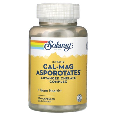 Solaray 2:1 Ratio Cal-Mag Asporotates, Advanced Chelate Complex, 120 Capsules