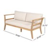 Scott Living Edith Outdoor Slat-Back Acacia Wood Loveseat and Coffee Table Patio Set with Water-Resistant Beige Cushions - 4 of 4