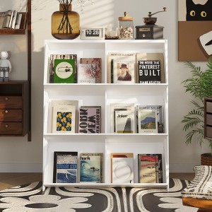 Famapy White Bevelled Bookshelf Art Design Magazine Album Arrangement - 1 of 4