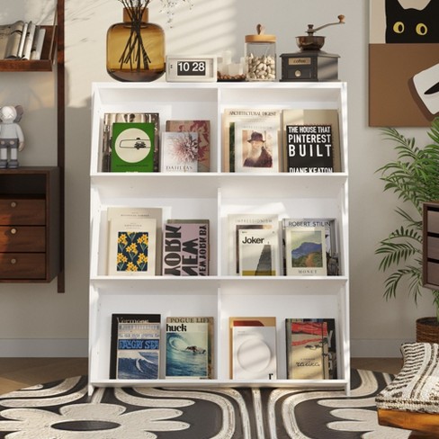 Famapy White Bevelled Bookshelf Art Design Magazine Album Arrangement - image 1 of 4