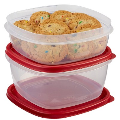Rubbermaid 4pc Easy Find Lids Food Storage Containers Red: Stackable, Microwave & Freezer Safe, 14 & 9 Cup