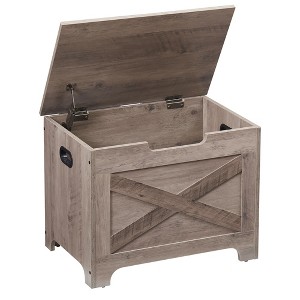 Whizmax Wood Storage Bench, Farmhouse Entryway Chest with Seating & Safety Hinge, Multi-Functional Trunk for Bedroom, Living Room, Grey - 1 of 4